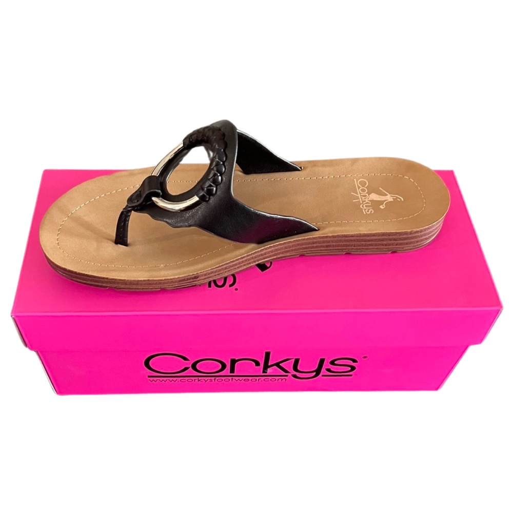 New Corkys Ring my Bell Black Sandals